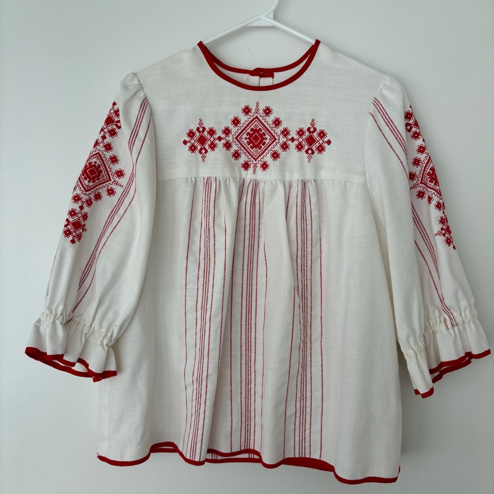 Traditional Vintage Handmade Embroidered Peasant Top